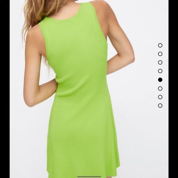 ZARA Lime Green Knit Dress Stretch Size M - Picture 2 of 4